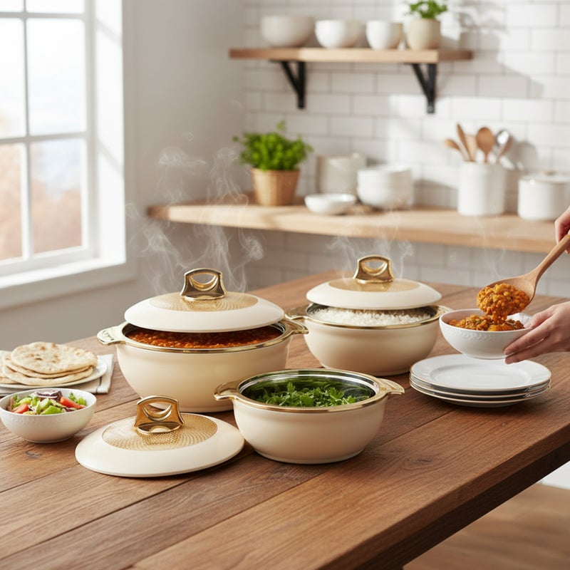 Asian Globus Casserole Dlx Set 3(Super)(1600+2500+3500) - Assorted | Super PU Insulation Hot Pot with Stainless Steel Inner Casing | Serving Dishes with Lids | Hot Food Storage Container & Warmers - Image 5